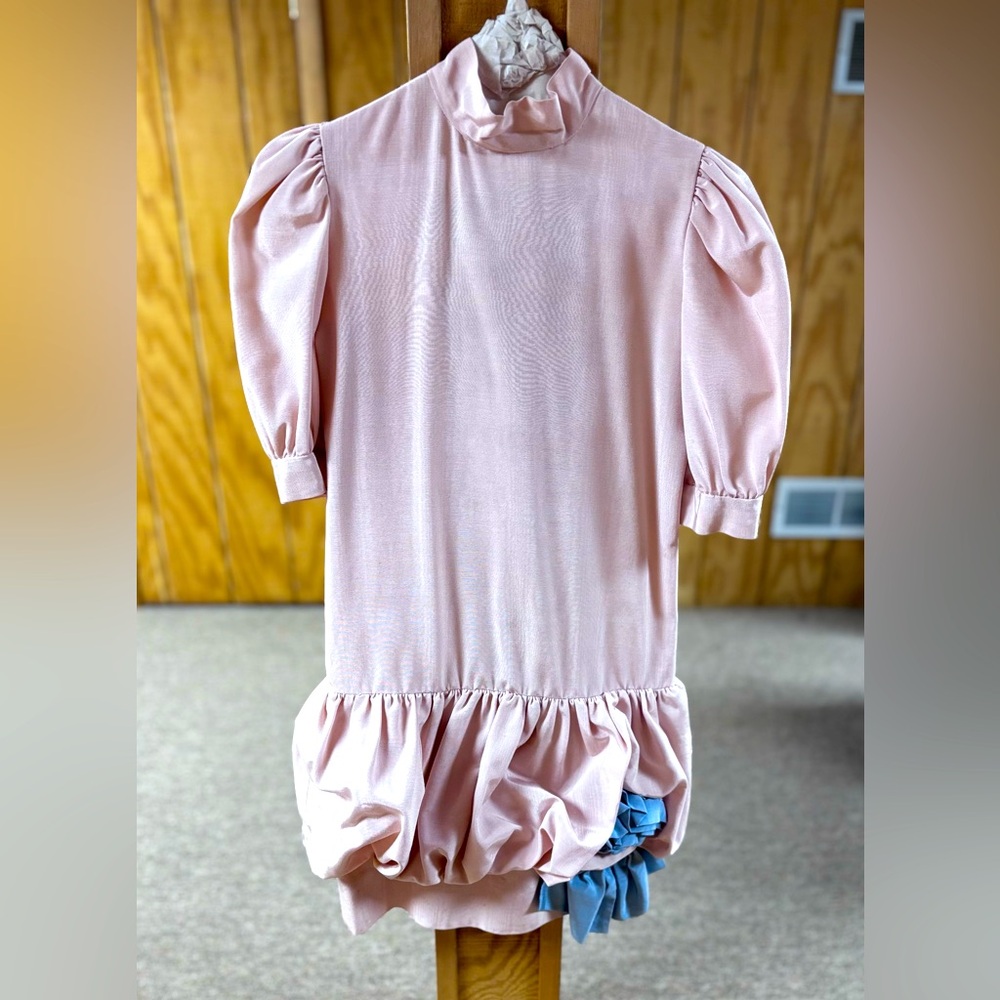 Joan Calabrese Puff Sleeve/Bubble Hem Dress